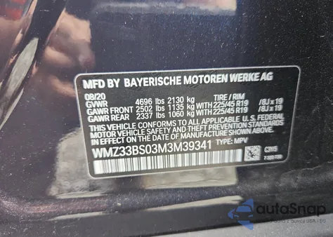 2021 Mini Cooper Jcw Countryman All4 из США, поврежденный, VIN WMZ33BS03M3M39341